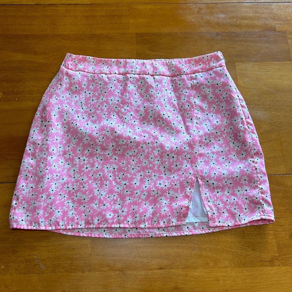Pink floral skirt